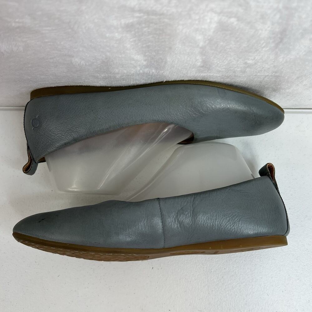 Born Beca Size 8.5 Ballet Flats Gray Leather Comfort Slip On Casual Shoes Dress - Picture 4 of 13